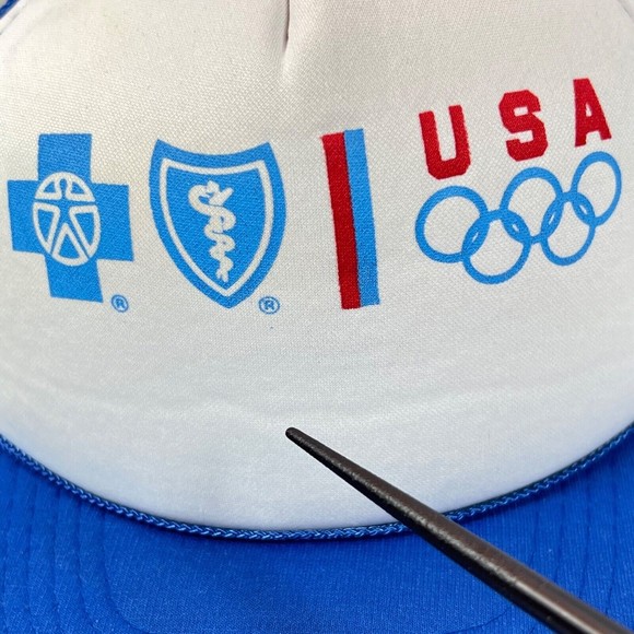 VTG ATE Olympics + Blue Cross Mesh Snapback Trucker Cap Hat Made In Taiwan - Picture 9 of 12